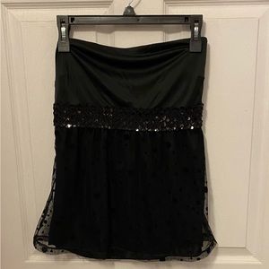 Express Black Strapless Party Top with sequins